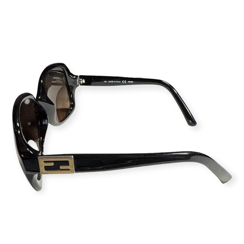 FENDI Oval Sunglasses FS5227 Gloss Black Frames Brown Lenses 56-15-130mm VTG - Picture 4 of 8